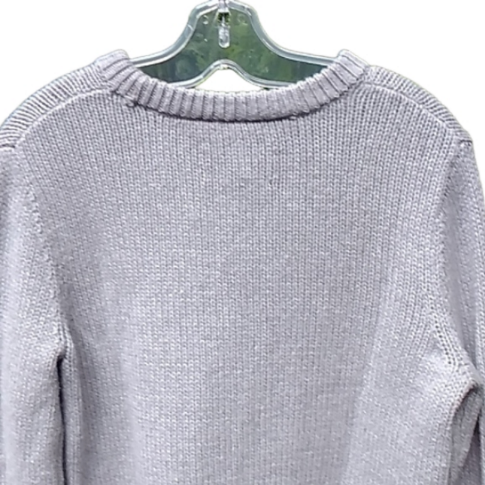 ROOTS Wool Cotton Knit Blend Light Grey Crew Neck Women's Sweater EUC - Picture 5 of 14